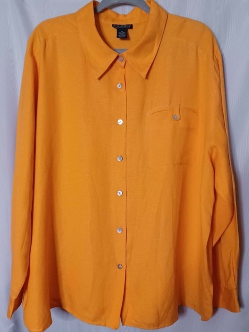 NWOT Linen Blend Orange Button-Down Top SIZE 1X